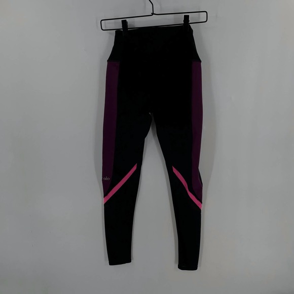 Alo Yoga Black Juneberry Pink High Rise Mesh Full Length Elevate Leggings Size S - Picture 3 of 10